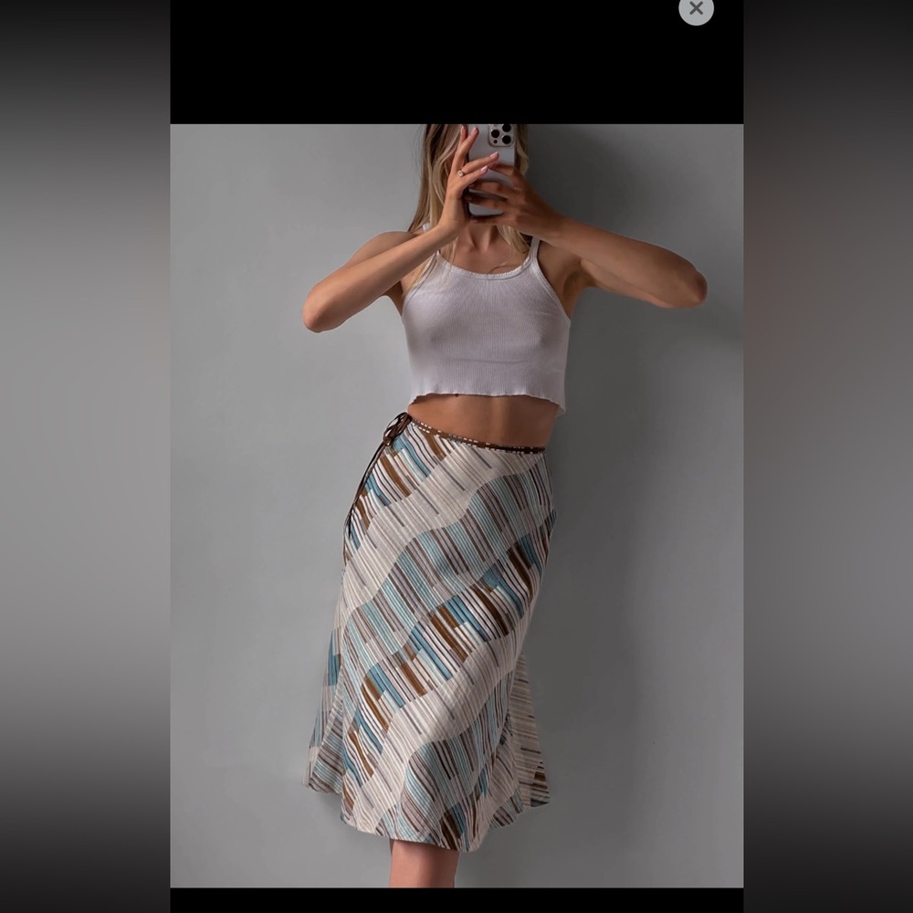 Vintage Printed Cotton Midi Skirt.